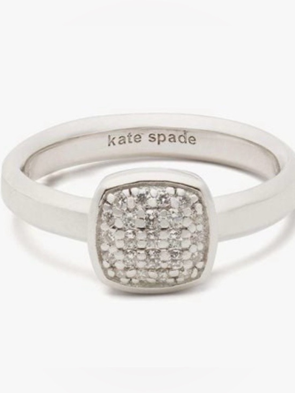 Kate Spade Time To Shine Pave Ring Silver Size 5 Crystal Statement Ring NEW